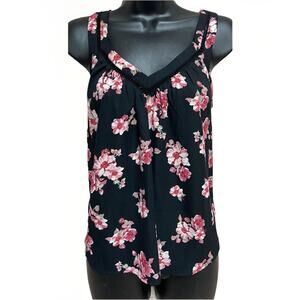 Sienna Sky Womens Tank Top Size XS V-neck Sleeveless Black Floral New NWT Blouse